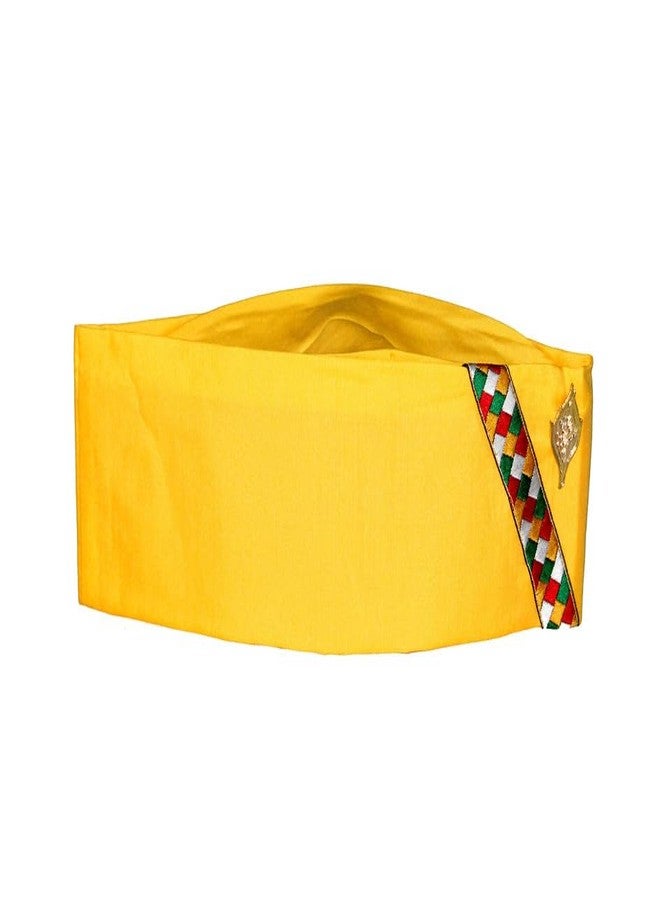 MIKONIKO Uttarakhand Pahadi Topi/Cap، Brahmakamal Uttarakhand Topi، قبعة هيماشالي (قطن أصفر) - Image 1
